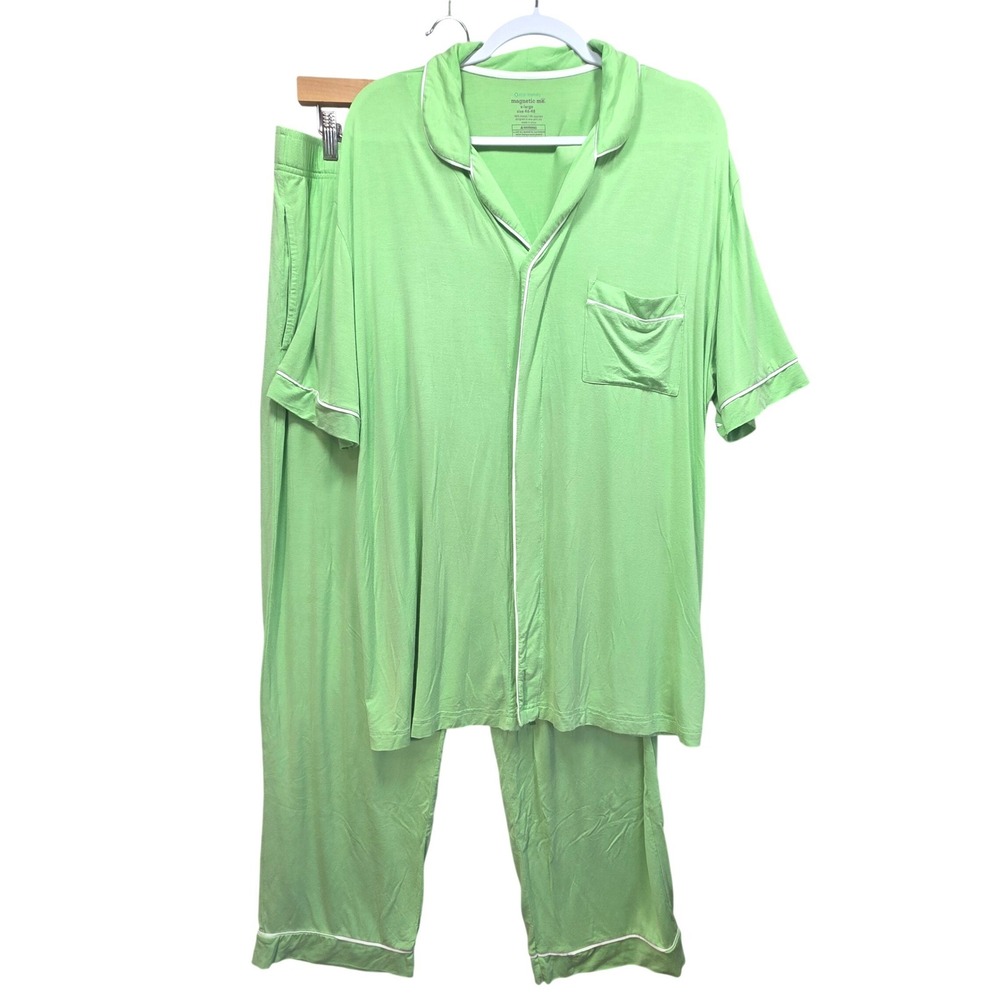 Magnetic Me Pajama Set Womens XL Green Modal Magnetic Closure Sleepwear Soft